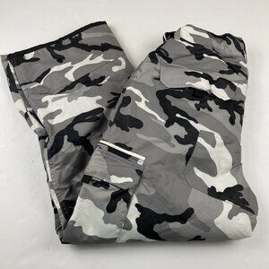 Iceburg Cargo Snow Pants Men’s XL Gray & Black Insulated Camo Adjustable Waist
